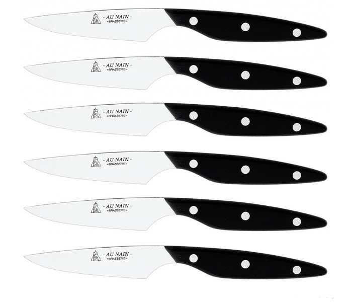 Au Nain Brasserie Universal Knife Block With 6 Steak Knives - Black Handles 2 Au Nain Brasserie Universal Knife Block With 6 Steak Knives - Black Handles - Image 2