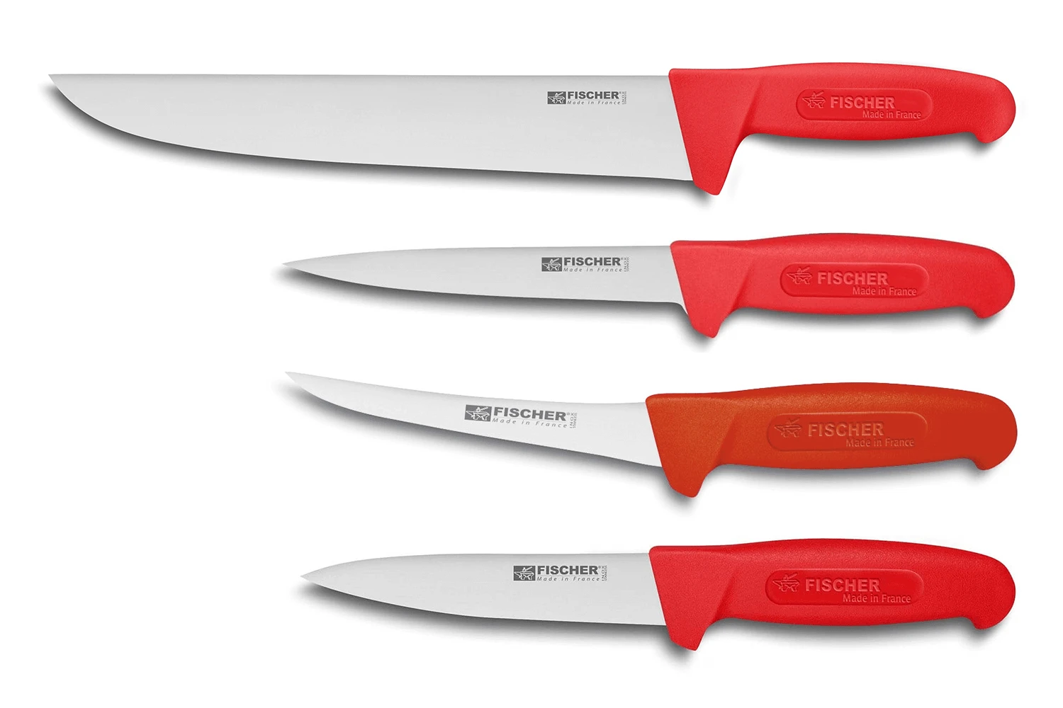 Fischer Professional 4-piece Butcher Knife Set - Red Handles 1 Fischer Professional 4-piece Butcher Knife Set - Red Handles