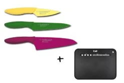 KAI Pure Komachi 3-piece Knife Set + 1 Black Cutting Board