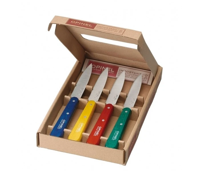 Opinel N°112 Knife Set - 4 Paring Knives 10cm With Colourful Handles 1 Opinel N°112 Knife Set - 4 Paring Knives 10cm With Colourful Handles