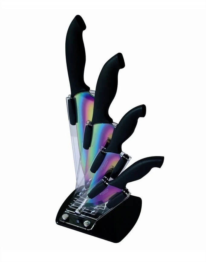 Pradel Excellence Knife Block With 4 Titanium Coated Knives 1 Pradel Excellence Knife Block With 4 Titanium Coated Knives