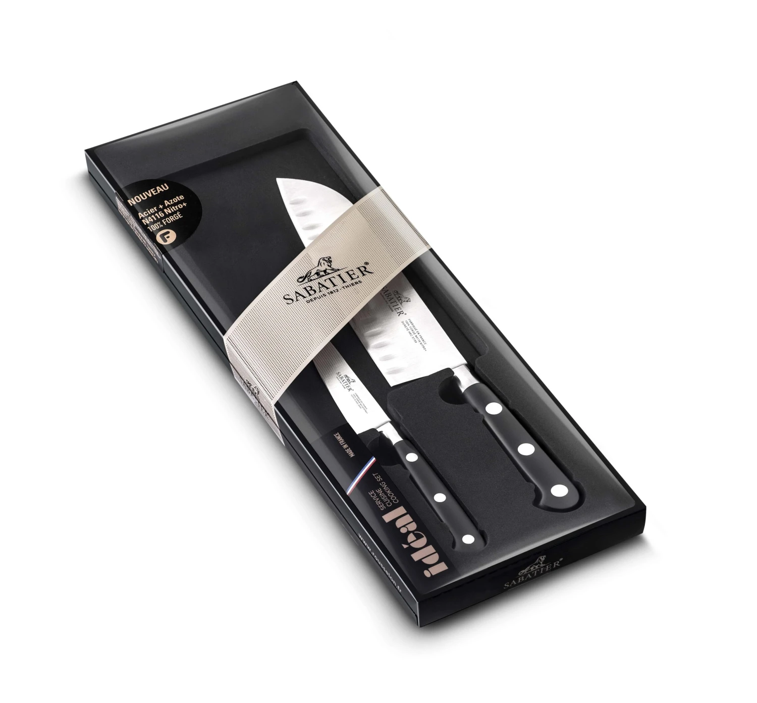 Sabatier Ideal 100% Forged Knife Set With 1 Santoku Knife + 1 Paring Knife 1 Sabatier Ideal 100% Forged Knife Set With 1 Santoku Knife + 1 Paring Knife