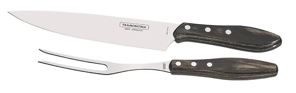 Tramontina 2-piece BBQ Carving Set - Brown Handles 1 Tramontina 2-piece BBQ Carving Set - Brown Handles