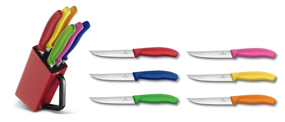 Victorinox Knife Block With 6 Steak Knives 12cm - Multicolour Handles 3 Victorinox Knife Block With 6 Steak Knives 12cm - Multicolour Handles - Image 3