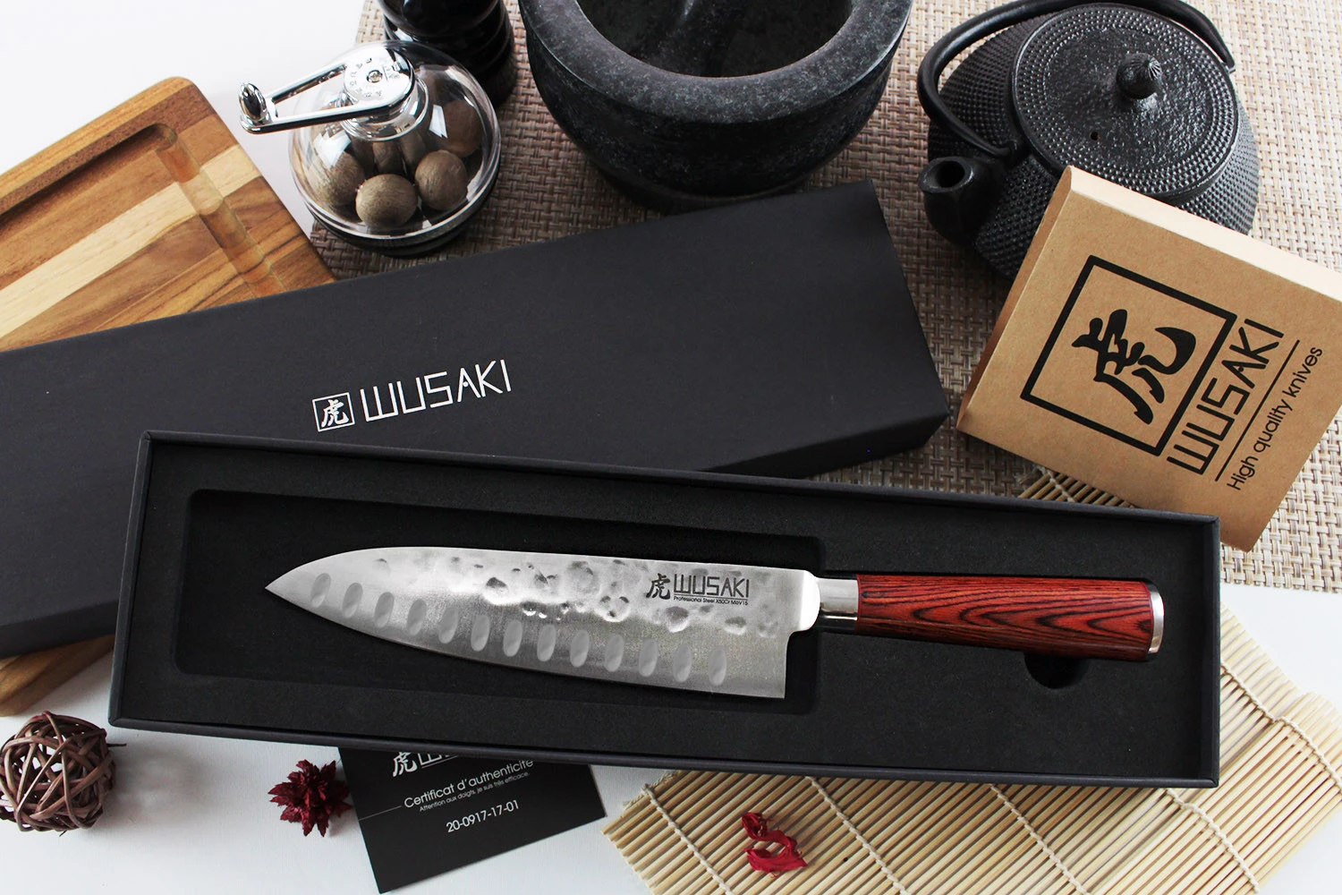 Wusaki Pakka X50 Santoku Knife 17cm Pakkawood Handle 5 Wusaki Pakka X50 Santoku Knife 17cm Pakkawood Handle - Image 5