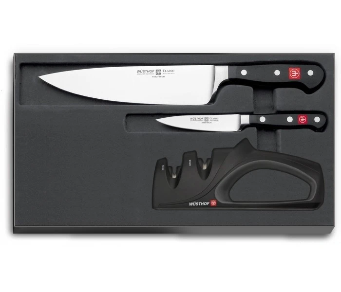 Wusthof Classic 2-piece Knife Set + Manual Sharpener - Limited Edition 1 Wusthof Classic 2-piece Knife Set + Manual Sharpener - Limited Edition
