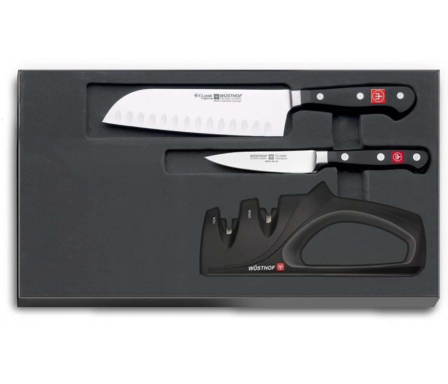 Wusthof Classic Set With 2 Knives + Manual Sharpener - Limited Edition 1 Wusthof Classic Set With 2 Knives + Manual Sharpener - Limited Edition